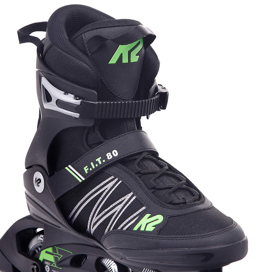 K2 Skates Men's Inline Skates F.I.T. 80, Black - Green, 30E0873.1.1.130