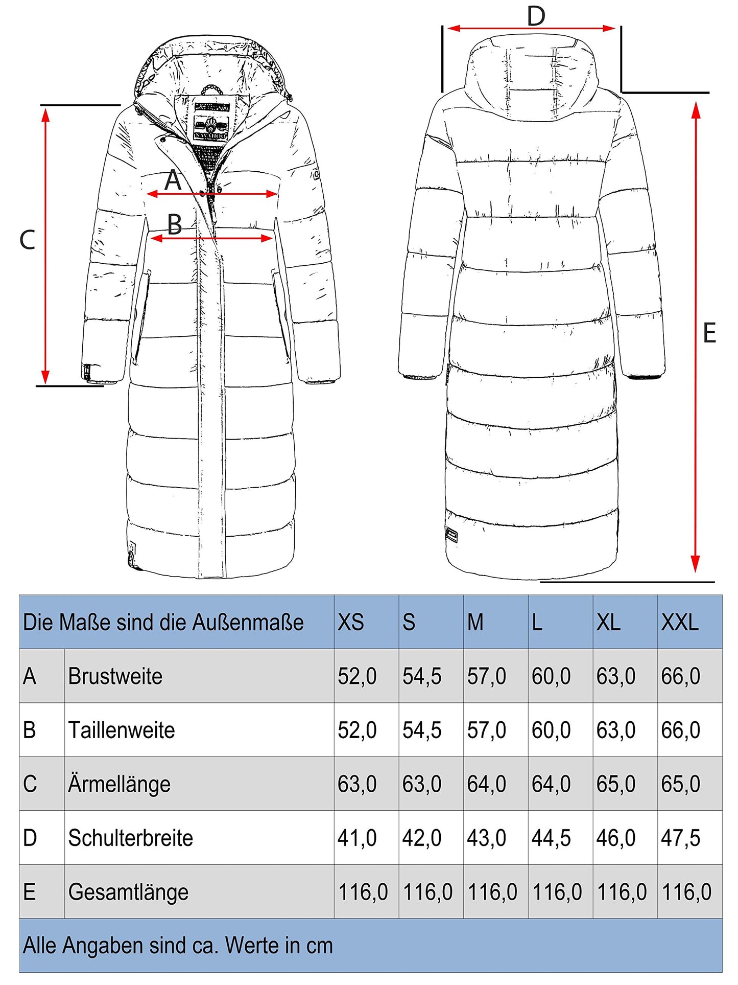 Navahoo women's winter coat Warm quilted coat long with detachable hood Isalie Dark Red size XS