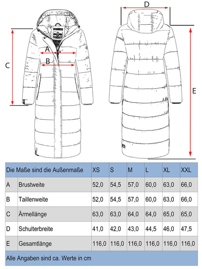 Navahoo women's winter coat Warm quilted coat long with detachable hood Isalie Dark Red size XS