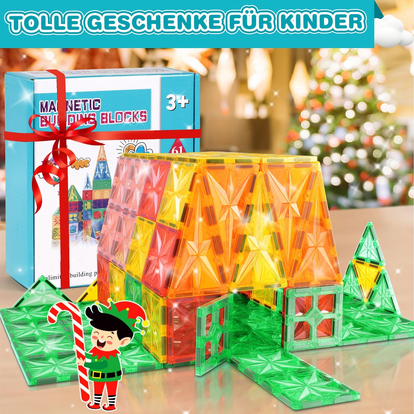 Lovchil Magnetic Building Blocks 61 pieces Magnetic Building Blocks for 3+ years Magnetic Toys Preschool Learning Montessori Educational Toys for 3 4 5 6 7 8 year old boys and girls