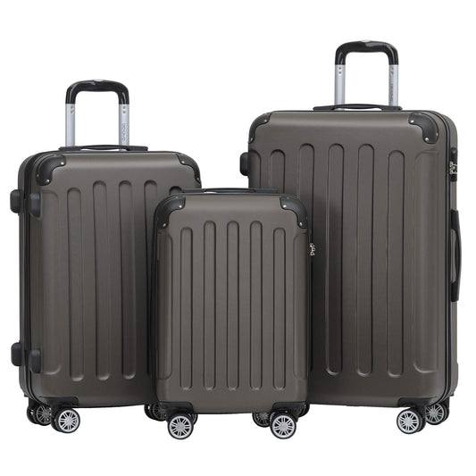 BEIBYE hard shell suitcase trolley suitcase roller suitcase travel suitcase combination lock 4 twin wheels (Coffee, suitcase set)