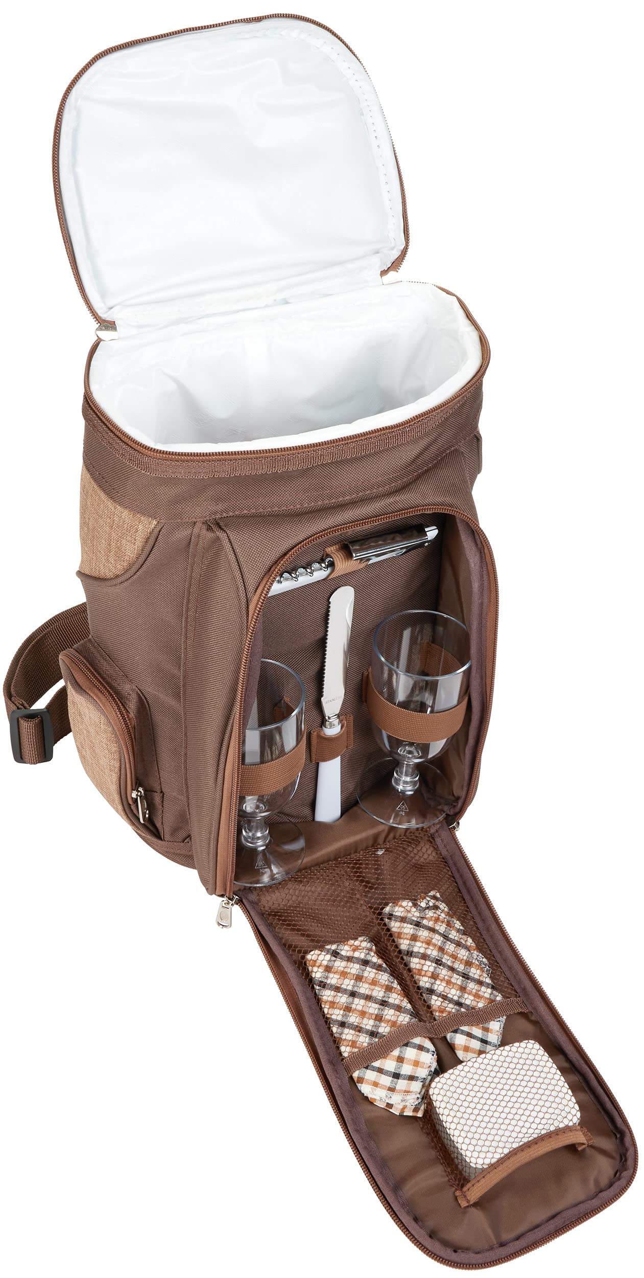 BRUBAKER wine cooler bag for 2 bottles of wine and champagne up to 1.5 l, padded wine cooler bag - picnic bag insulated, thermal bag - portable with handle
