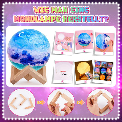 Craft set for children aged 6-10: girls gifts for 7-11 year old girls Crafting for girls aged 8-11 Night light children's toy for 5-12 year olds, boy Funny birthday gift Moon lamp Painting set