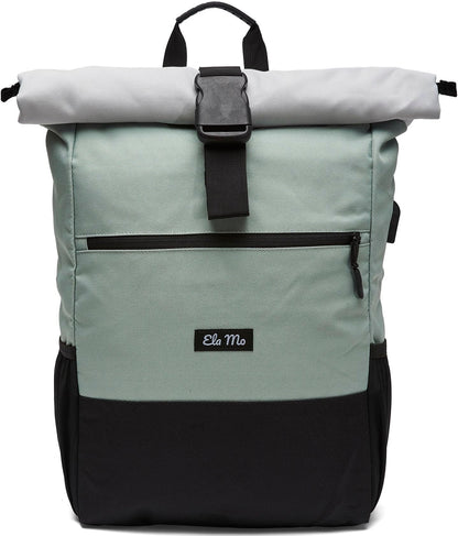 Ela Mo school backpack rolltop backpack for women | Mintgrey