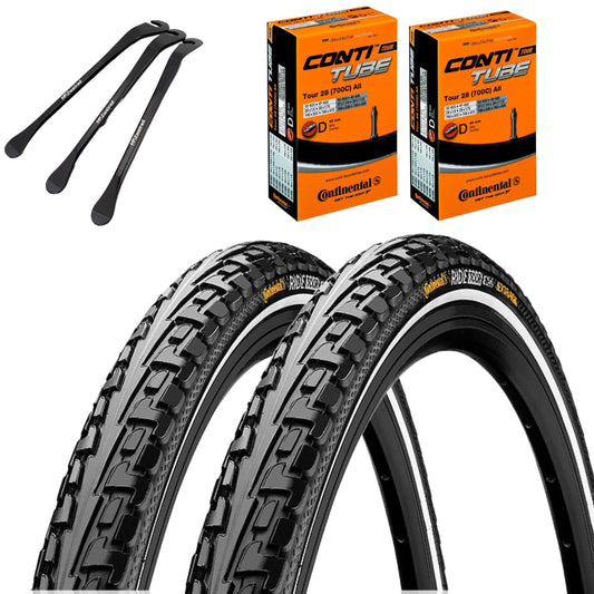 2-piece set Continental bike tires Ride Tour 28 inch (37-622) selectable with tubes + 3 MSZweirad tire levers (28 x 1 3/8 (37-622), DV tubes)