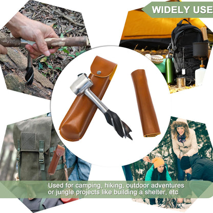 Manual hand drill bushcraft, wood drill outdoor hand wrench Scotch eye auger. Manual bushcraft hand drill, hand drill outdoor bushcraft set for camping, bushcraft survival.