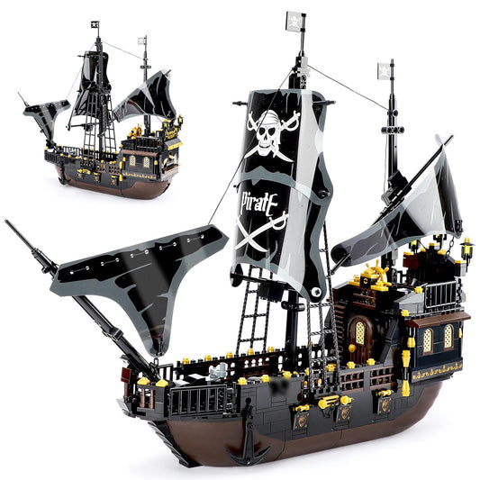 TOY PLAYER Black Hawk Pirate Ship Building Blocks Set Compatible with Lego, 652PCS. Ideal gift for 8-16 boys and girls, as well as adults who love pirates and building toys.