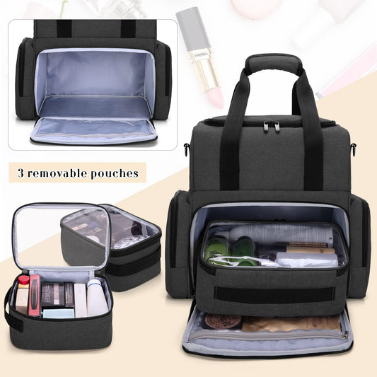 BAFASO Cosmetic Organizer Bag, Makeup Bag for Women, Toiletry Bag with Large Capacity, Travel Cosmetic Bag, Black.