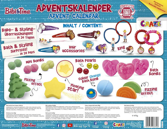 INKEE Bibi & Tina Advent Calendar for Kids - Bath Fun Toy Advent Calendar with Bath Bombs & Beauty Accessories