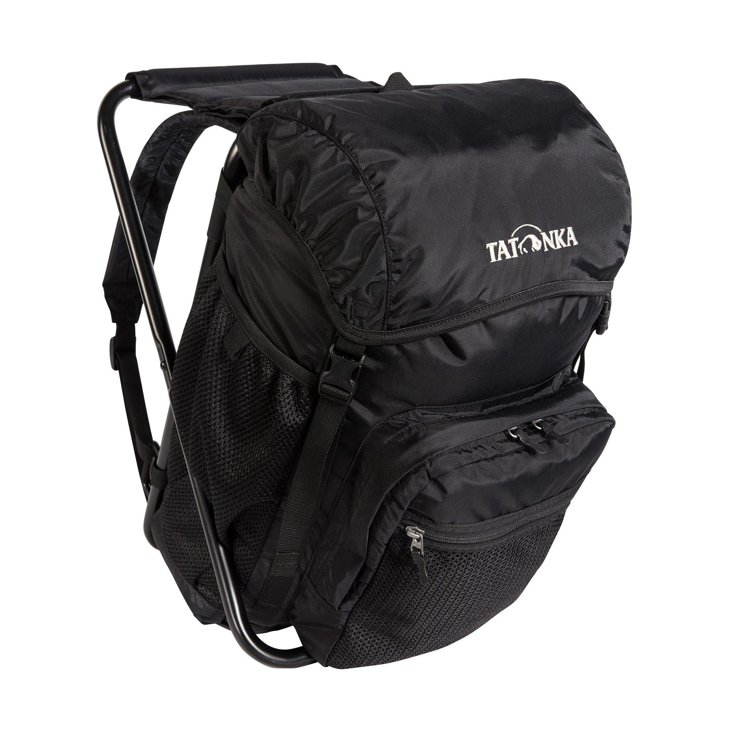 Tatonka Fishing Chair 20L - Backpack with built-in stool and 20 liters volume - Features a sturdy aluminum frame - Supports up to 100 kg (black)