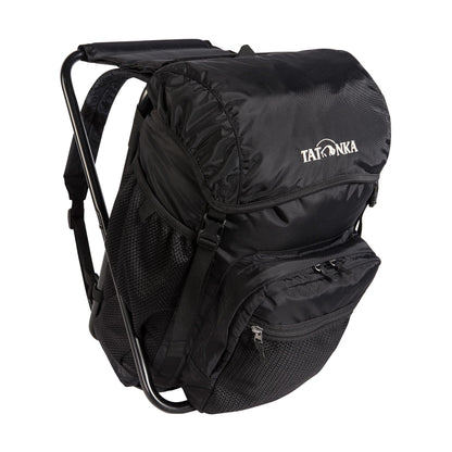 Tatonka Fishing Chair 20L - Backpack with built-in stool and 20 liters volume - Features a sturdy aluminum frame - Supports up to 100 kg (black)
