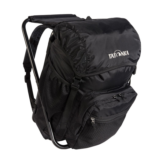 Tatonka Fishing Chair 20L - Backpack with built-in stool and 20 liters volume - Features a sturdy aluminum frame - Supports up to 100 kg (black)