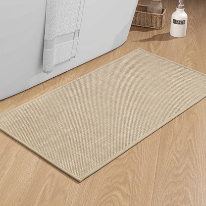 Chakme bathroom mat 43 x 81 cm non-slip bath rug with rubber backing, washable slip-resistant bath mat beige shower mat.