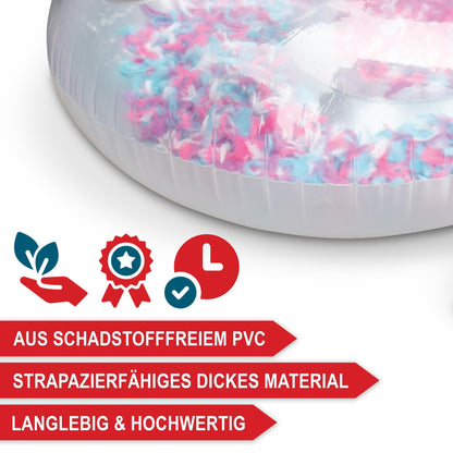 ONBEST inflatable XXXL swimming animal with feathers - 183x162x117 cm - water animal for inflating for adults & kids 14+ - highlight at pool & beach for water fun - bathing air mattress