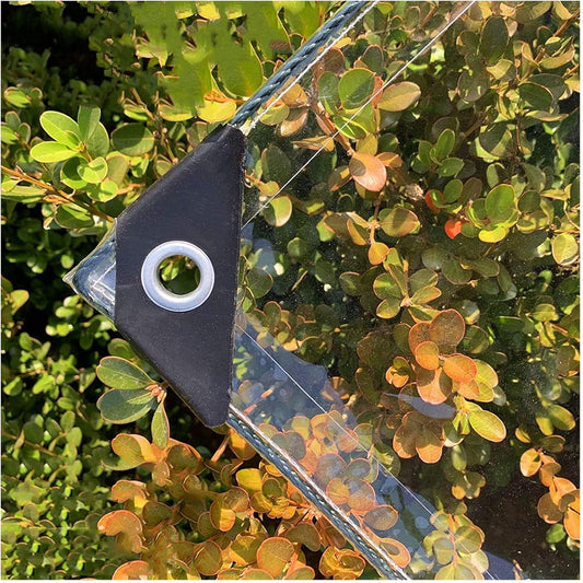 Waterproof, Tear-resistant Transparent Tarpaulin with Eyelets, 0.3mm thick Multifunctional PVC Protective Cover, for Car, Camping, Garden Furniture, with Rope and Cable Ties, 420g/m² (2.4X3M)