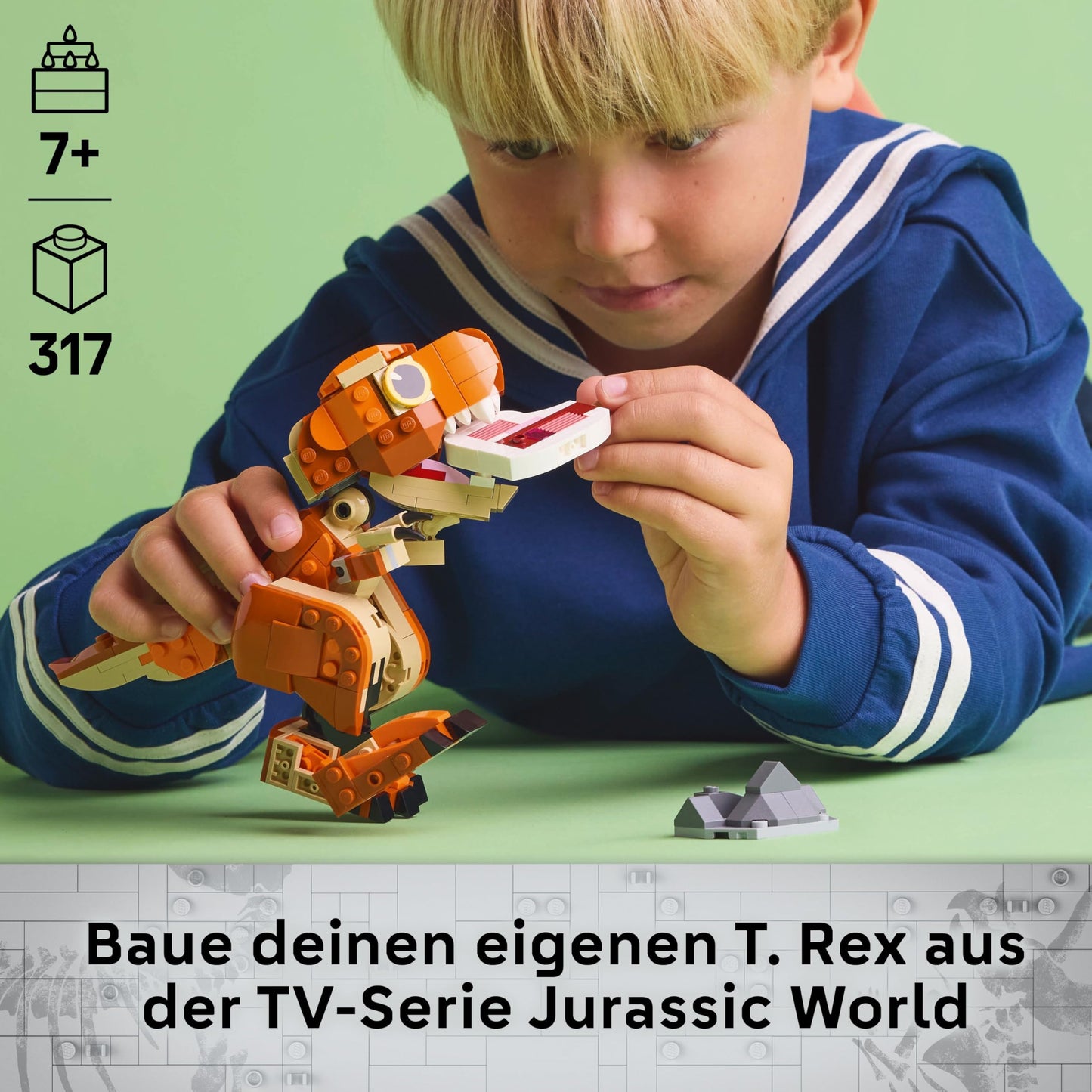 LEGO Jurassic World T.Rex: Dino build toy for boys and girls 7+, set with movable mouth, head, and tail 76967, gift for kids.
