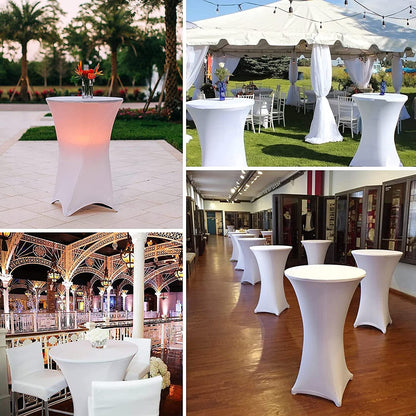 6-pack stretch high-top table covers for cocktail tables, round tablecloth for weddings, Ø60-65cm / Ø70-75cm / Ø80-85cm (Anthracite, Ø60-65cm, White)