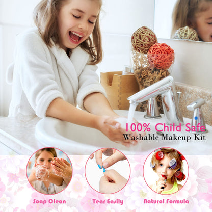Children's makeup set girls toys gifts - Washable makeup case for kids, makeup children's makeup set games, princess Christmas birthday gifts for girls 4 5 6 7 8 9 10 11 12 years