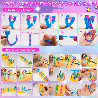 10000+ loom bands set, 2 layer colorful rubber bands kit for bracelets, DIY elastic loom bands kids bracelet making with beads hook charms storage box for beginner boys girls gift