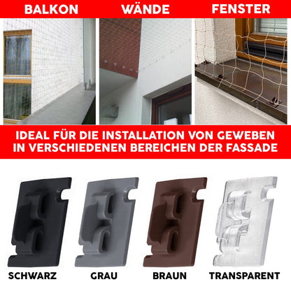 70 adhesive hooks with 60ml mounting adhesive, extra strong, for balcony cat net - no drilling, black, weatherproof, easy and quick installation