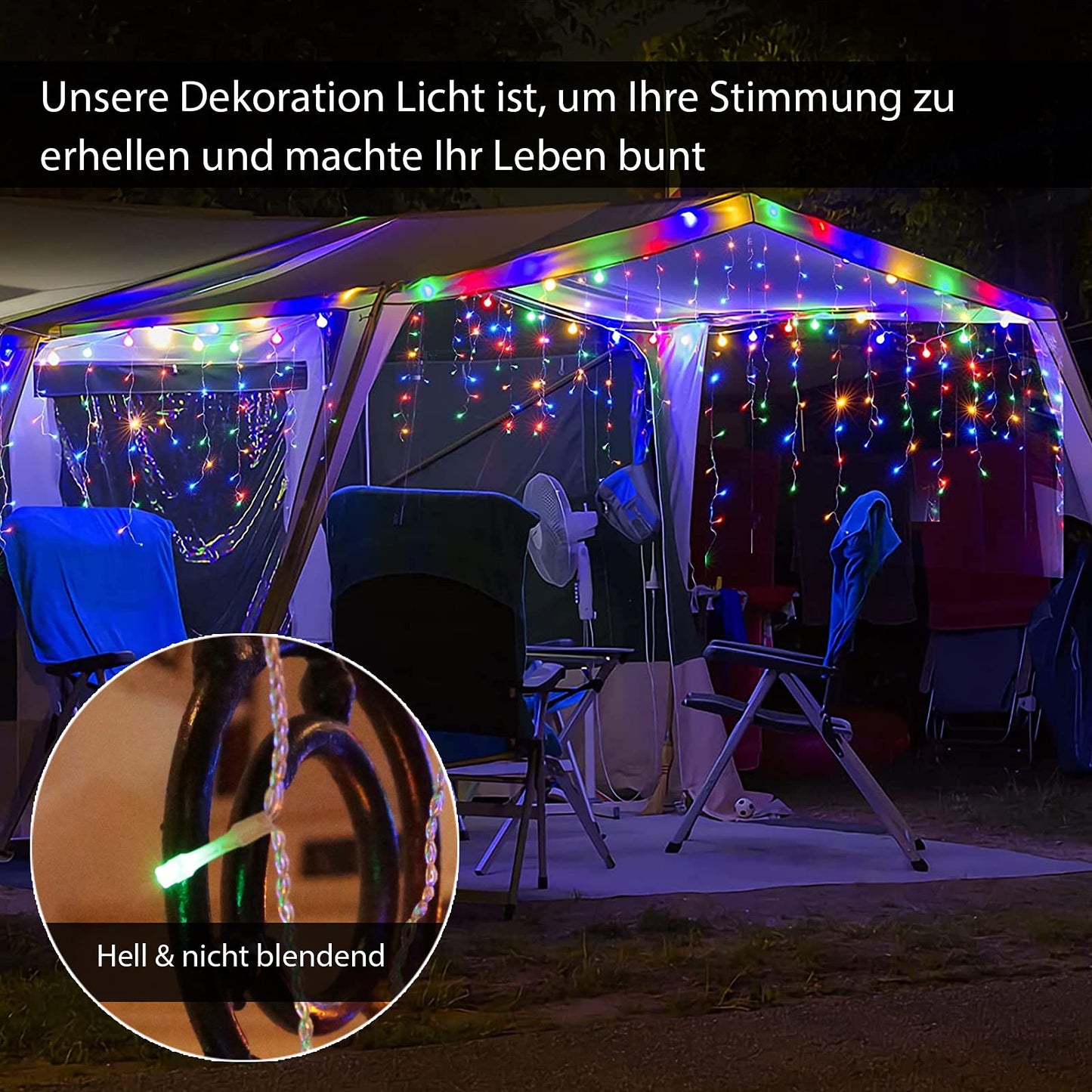 Outdoor icicle light string, 15m 600 LED light curtain with timer, IP44 waterproof, 8 modes for indoor and outdoor Christmas, bedroom, party, wedding, balcony, garden decoration.