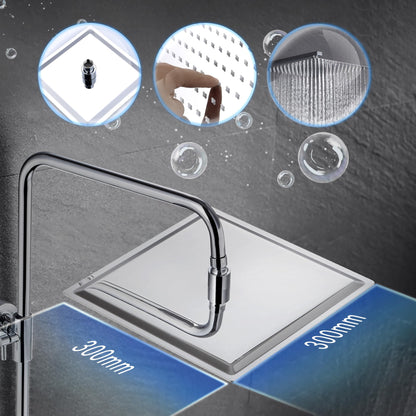 JOHO Thermostat Shower Set Shower System Rain Shower Shower Set Shower Mixer with 304 Stainless Steel Shower Head (Square 30x30cm)