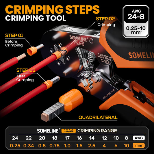 SOMELINE Crimping Pliers Ferrule Set, 9 Types [0.25-10mm²] Ferrule Set, Self-adjusting Ferrule Crimping Tool, Crimping Pliers, Premium Crimping Pliers, Crimp Tool, Press Tool, Electric Tool Set