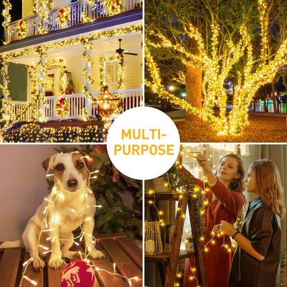 Avoalre 500 LED outdoor string lights 100M, IP44 waterproof warm white string lights, 8 modes with memory function outdoor Christmas lights for Christmas garden party birthday