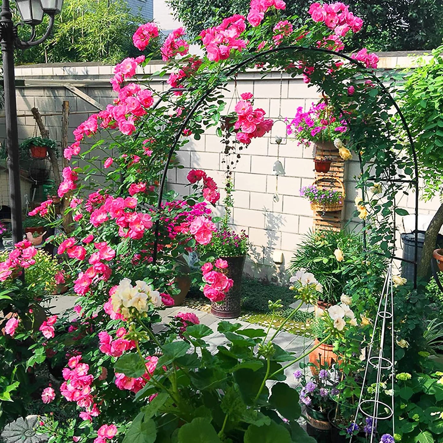Forever Speed rose arch trellis garden rose support made of powder-coated steel, garden decoration and embellishment climber weatherproof black (2 pieces)