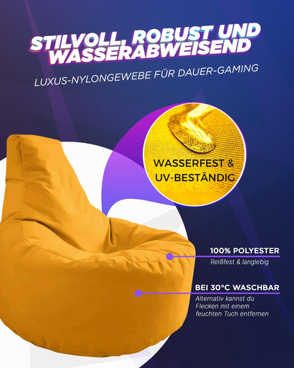 PATCH HOME Gamer Chair in 2 different sizes and 25 XL - 75cm diameter, 30cm seat height, 80cm height Yellow.