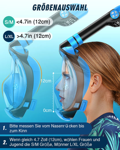 X99 Full Face Snorkel Mask, 180-Degree View Anti-Fog Diving Mask with Sport Camera Compatible, Diving Goggles for Adults