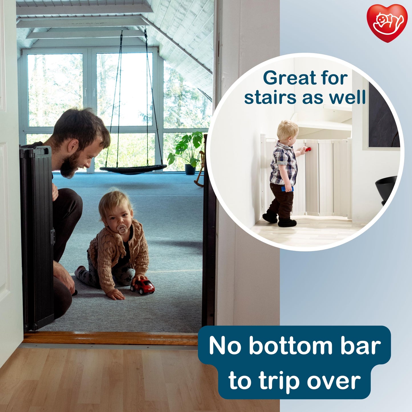 BabyDan Guard Me, Auto Retractable Stair Gate, fits openings between 55-89 cm, White, Made in Denmark - Baby gate/safety gate (pet gate/dog gate)
