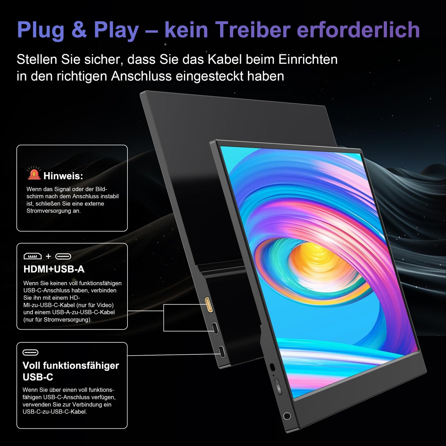 15.6'' Portable Monitor, 1080P FHD Portable Monitor with Protective Cover, Portable Mobile IPS Screen with Speakers, Ultra-Thin Second Screen for Laptop/PC/Mac/Xbox- USB-C & HDMI Connection.