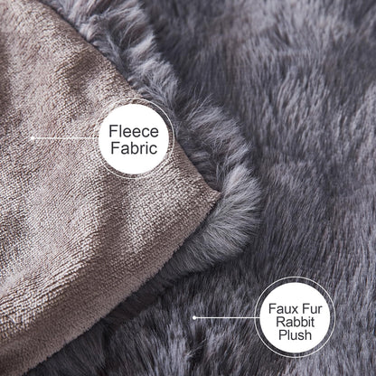 Rabbit plush blanket super soft living room blanket thick 1000 g/m² flannel blanket couch blanket warm throw blanket sofa blanket versatile blanket for bed sofa bedroom office dark grey 160 x 200cm