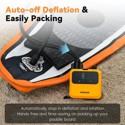 AIRBANK Mini SUP Electric Air Pump PULSE Pro, ultra-small rechargeable electric portable SUP pump, MAX 20 PSI, pump with brushless motor for kayaks, rafts, tents, kite wings
