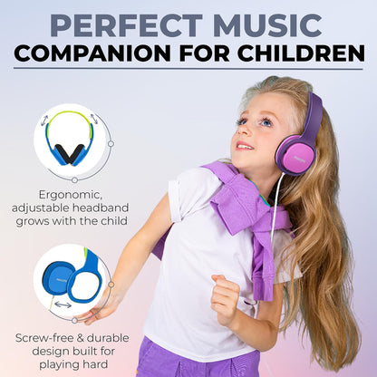 Philips SHK2000PK/00 Over Ear Kids Headphones, Colorful LED lights, 85dB volume limit, Noise-isolating, with soft ear cushions, Ergonomic headband (Pink)