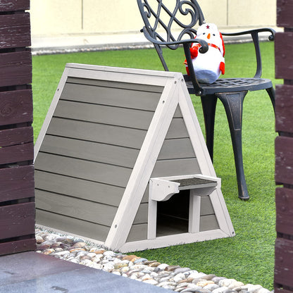GYMAX 50 x 55 x 52 cm cat house with asphalt roof & door, weatherproof wooden cat cave, suitable for cats up to 20 kg, for indoor & outdoor use.