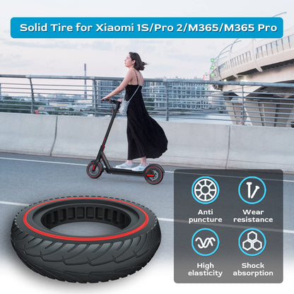 OUXI Xiaomi M365 8.5" Solid Replacement Wheels for Xiaomi Mijia M365/M365 Pro Electric Scooter, Solid Rubber Tire, High Elasticity, New Red Circle, Colorful Style.