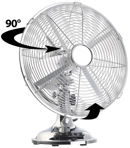 Sichler Housewares Office Fan: Full Metal Desk Fan in Retro Look, Oscillation, 35 W, Ø 30 cm (Antique Fan, Metal Desk Fan, Air Cooler)