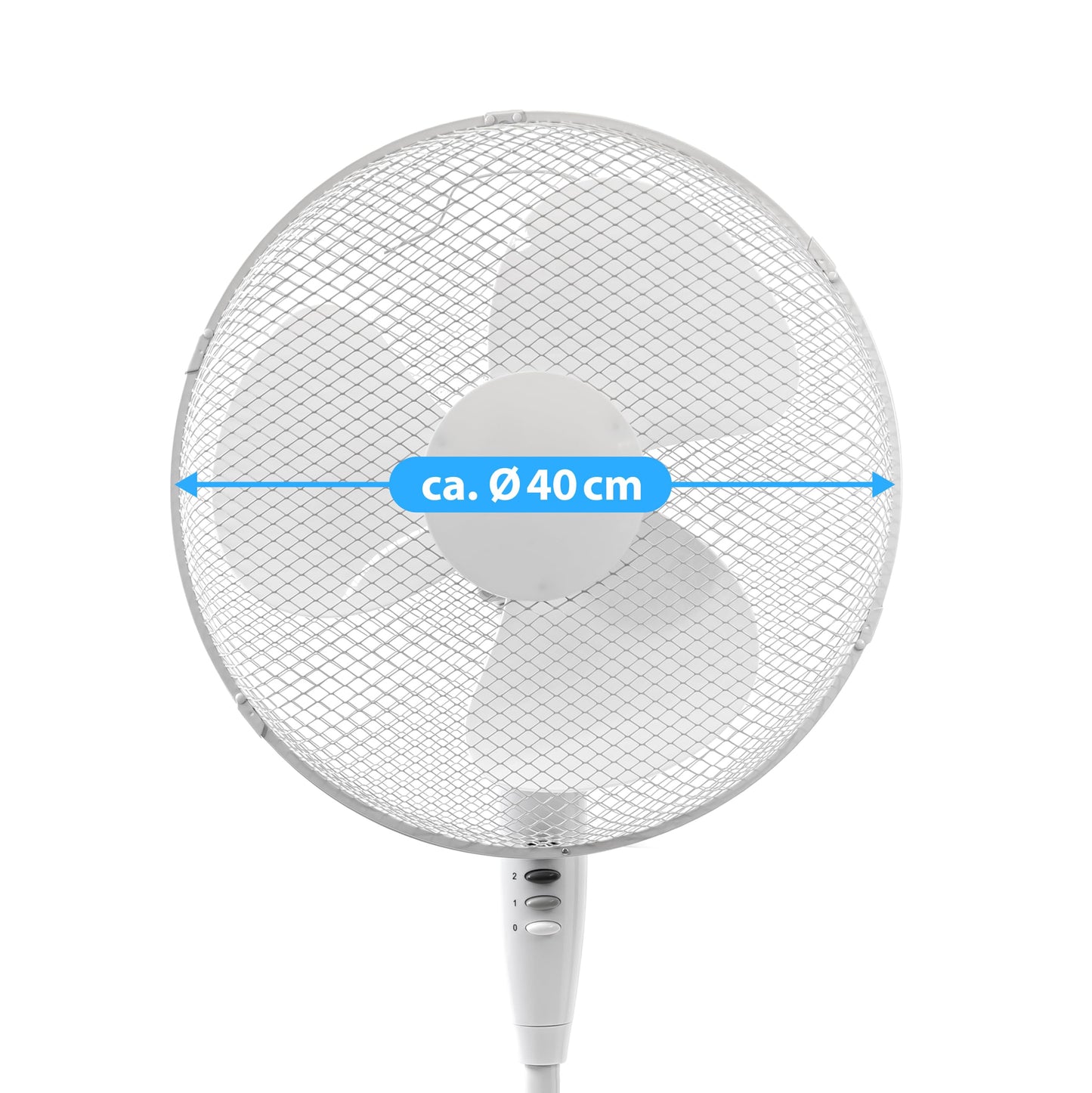 ito electronics ito Pedestal Fan 40 cm diameter white - oscillating + 3 adjustable speeds adjustable height / adjustable tilt angle, 40 x 14 x 125 cm
