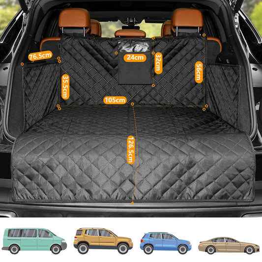 TAOPE Dog Car Boot Liner, Universal Car Boot Liner with Sides - Waterproof and Scratch Resistant - Black Dog Blanket Car Boot, Car Blanket Protection Mat for Estate, Van and SUV.