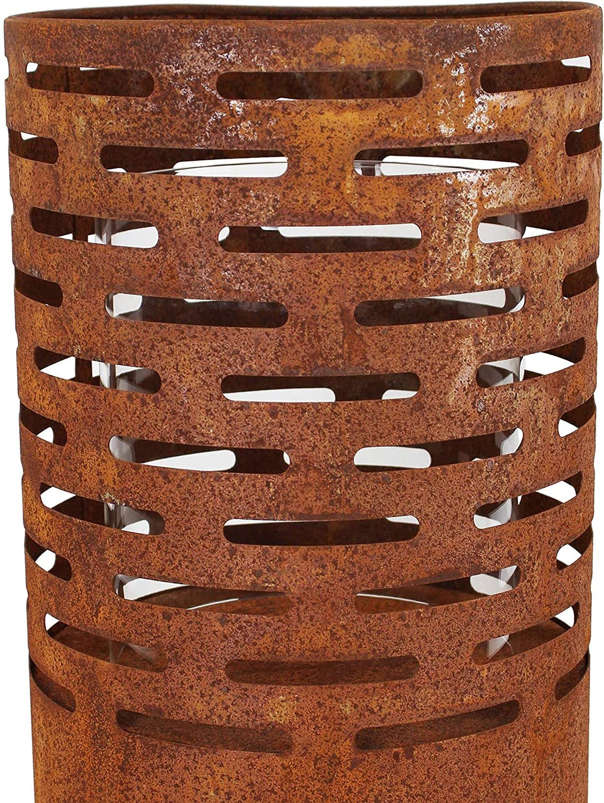 Passion for decor: Set of 2 rust design metal lantern pillars, 75 + 95 cm tall, garden lantern, candle holder, decorative pillar with candle glass, metal pillar, candle pillar, outdoor garden decor.