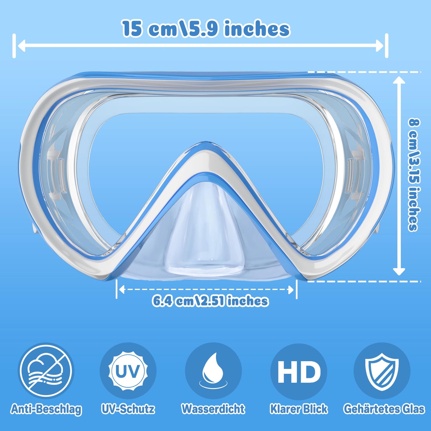 COOLOO Kids Diving Goggles with fabric strap, Swim Goggles for Boys Girls Teens, 【Patent】 Snorkel Mask 180°Panoramic HD Anti Fog Anti Leak Diving Mask for 4-16 years
