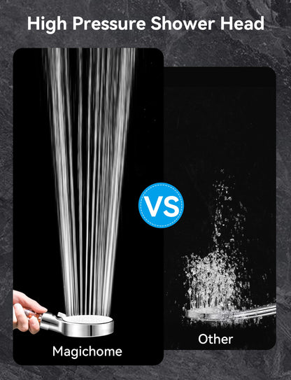 Magichome shower head with filter, high pressure handheld shower 5 spray modes, water-saving shower head with 3-layer filtration mineral stones, pressure-boosting shower sprayer for hard water, residual chlorine, white.