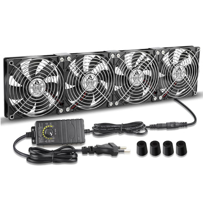 GDSTIME 4 x 120mm fans 230V Double 240mm fans 230V Adjustable Dual Ball Bearings Fan 220V Case Fan 4V -12V Adjustable Speeds High Airflow for Servers Inverter Cabinet