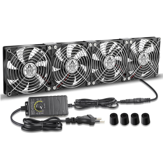 GDSTIME 4 x 120mm fans 230V Double 240mm fans 230V Adjustable Dual Ball Bearings Fan 220V Case Fan 4V -12V Adjustable Speeds High Airflow for Servers Inverter Cabinet