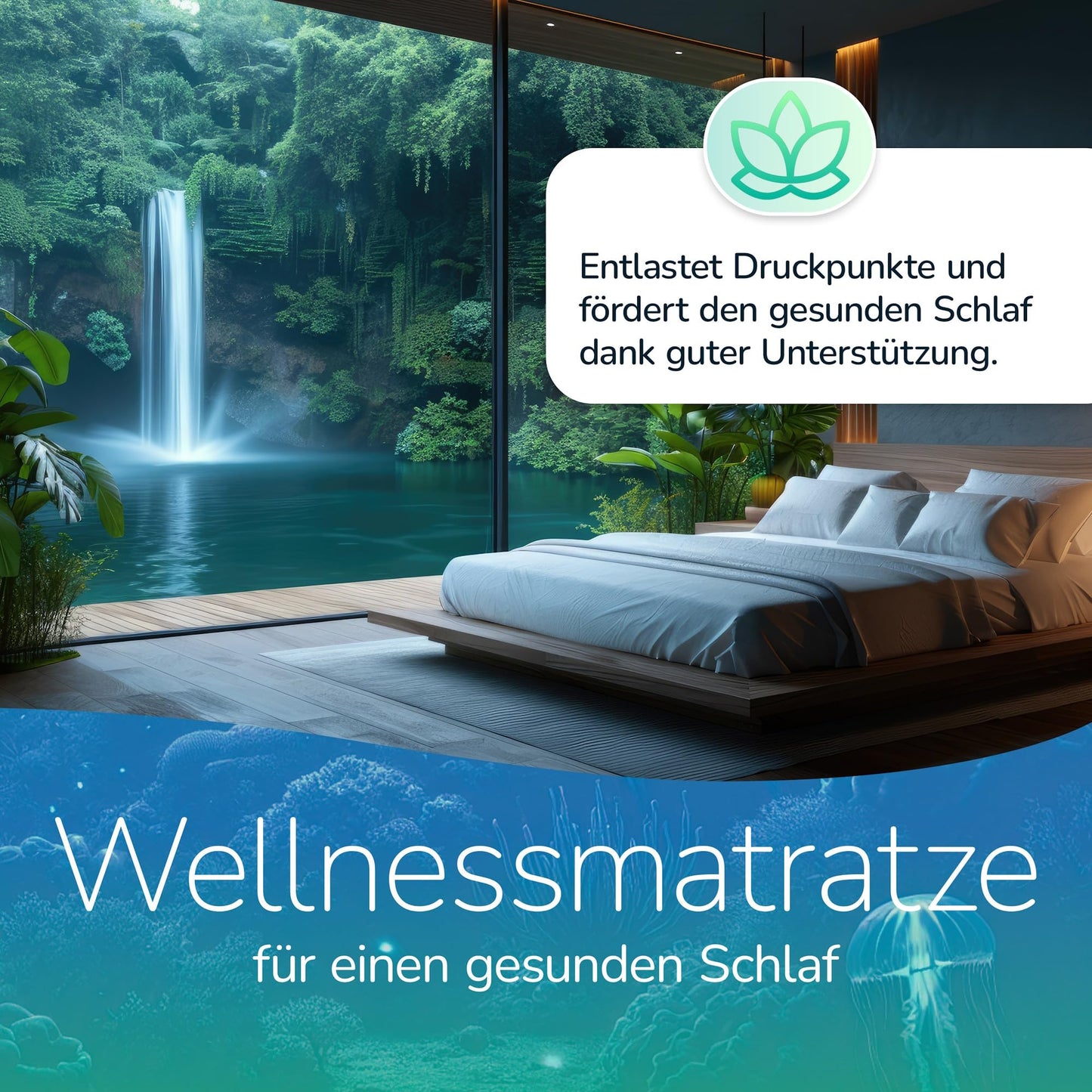 MSS e.K. Aqua Deluxe - 7 Zone Wellness Cold Foam Mattress - 70 x 180 x 16 cm (core height 14 cm) - Firmness Level H4 & H5 - Reversible Mattress Cold Foam Oeko-TEX