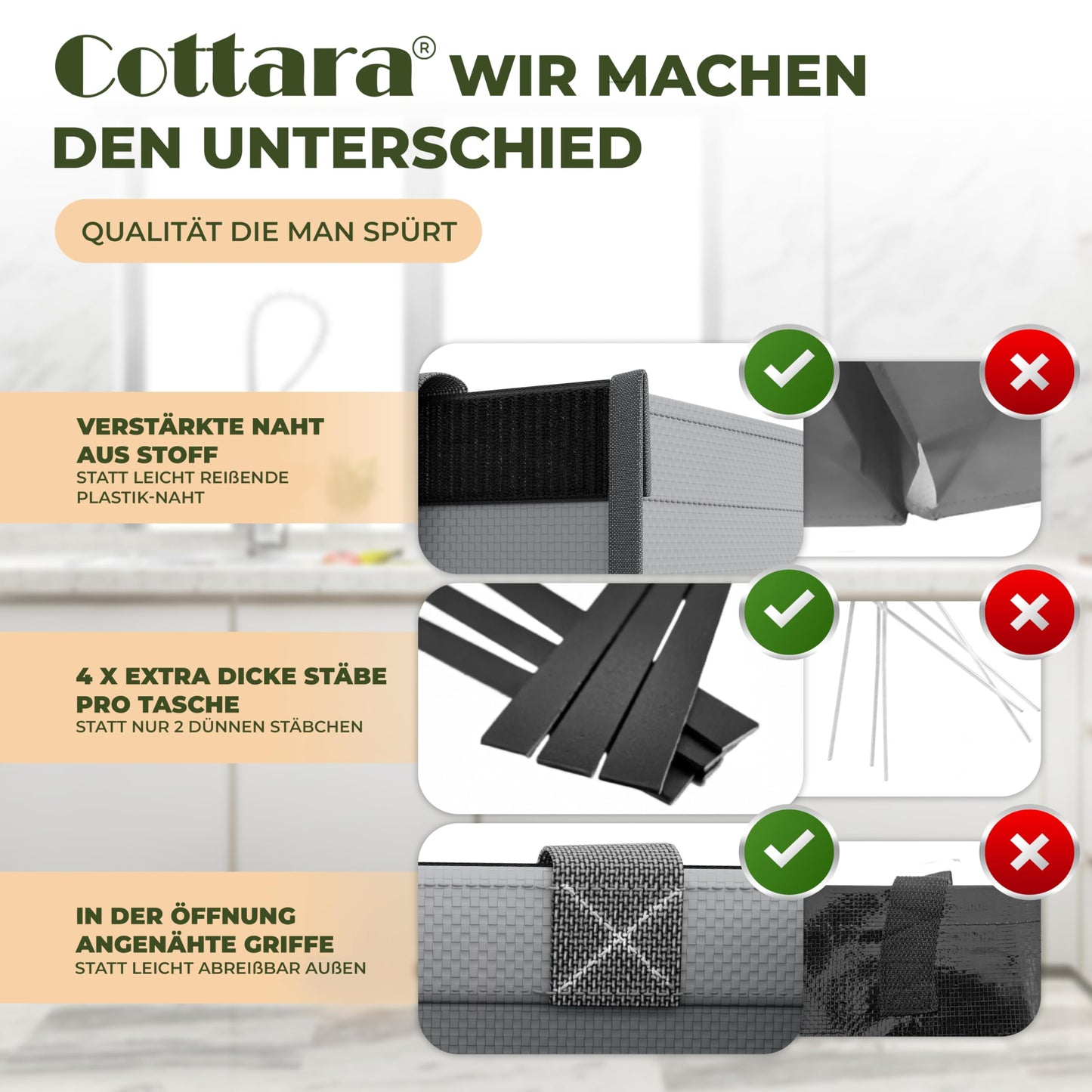 COTTARA® Waste Separation System 3-way Plastic, Glass, Paper | Stable Base with 4 Stabilizers | Ideal for separating waste, collecting deposit bottles, recycling bins, and paper collection | Gray