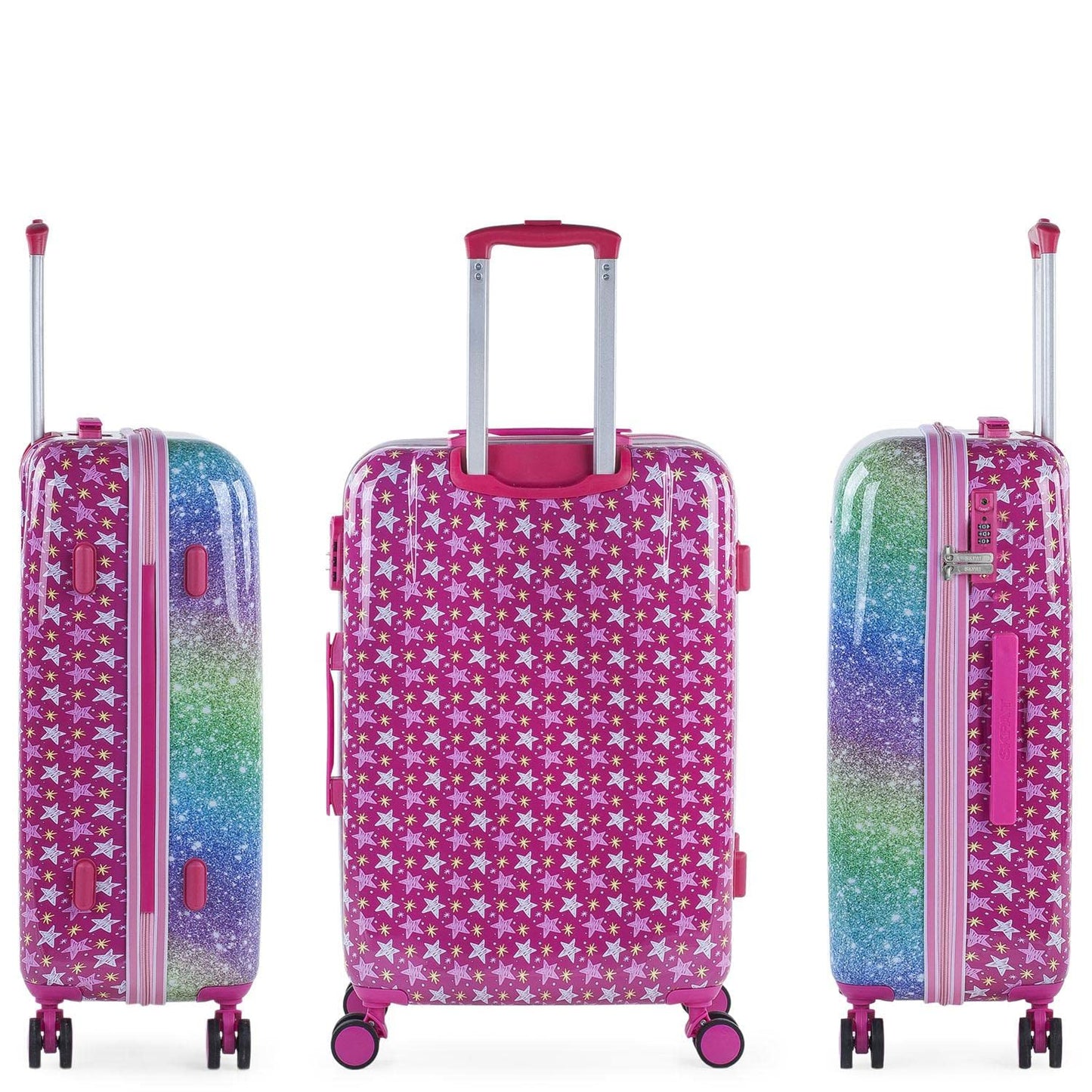 SKPAT - Hard shell suitcase made of polycarbonate for children - Children's suitcase for girls - Children's suitcase with integrated combination lock - 4-wheel children's travel suitcase - Durable children's trolley, fuchsia