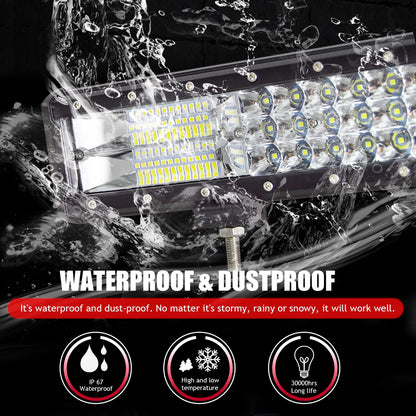 LED work light bar SKYWORLD 50cm 288W Lightbar LED spotlight combo auxiliary light 12V 24V + 2 x 10cm 18W off-road floodlight reverse lights with wiring harness for 4x4 trucks, cars, tractors, SUVs.